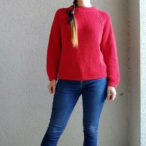 Vintage Erika Red Cable Knit Sweater